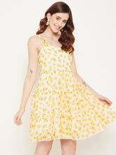 Load image into Gallery viewer, Yellow Floral Georgette Dress