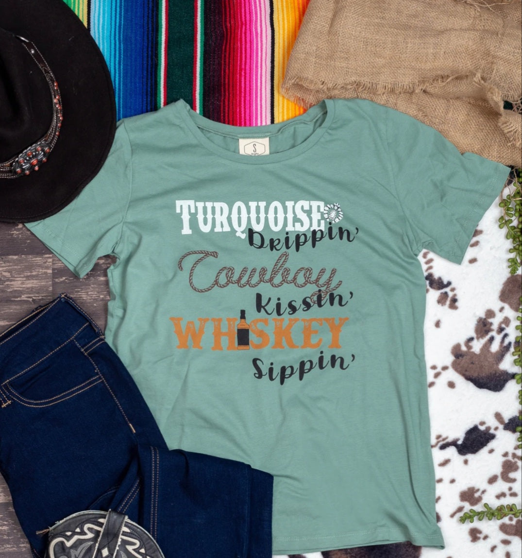 Turquoise drippin' tee