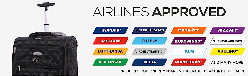 Aerolite 45x36x20 easyJet Maximum Size Hard ShellCarry On Hand Cabin  Luggage Underseat Flight Bag Suitcase 45x36x20 with 4 Wheels set of 2