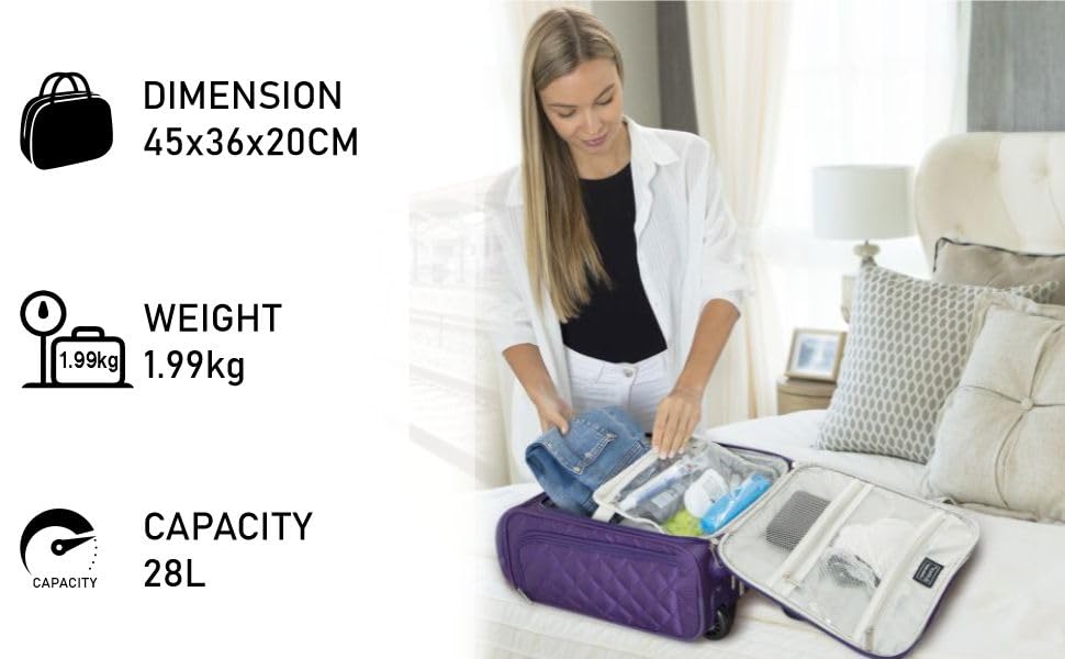 Aerolite 45x36x20cm easyJet Maximum Size Hard Shell Carry On Hand Cabin  Luggage Underseat Suitcase 