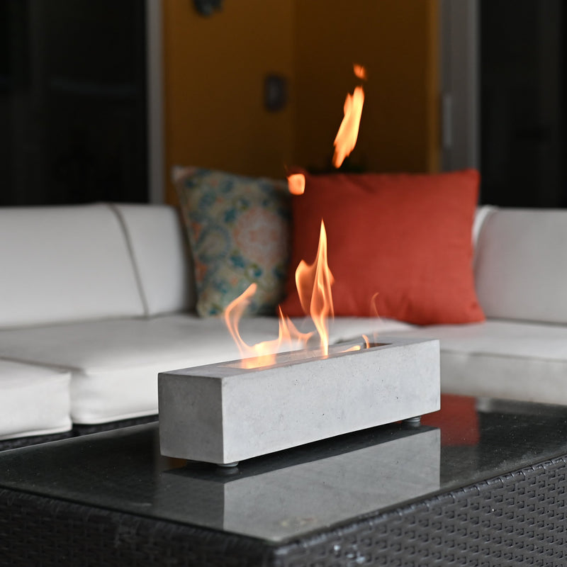 Colsen Rectangular Concrete Tabletop Fire Pit Brookstone Dev