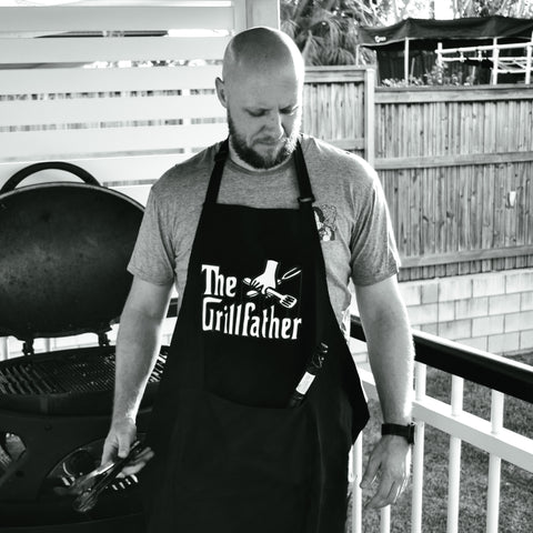 Funny BBQ Apron Novelty Aprons Cooking Gifts for Men 100% Cotton 2 Pockets  the Grillfather Gift for Fathers Day -  Sweden