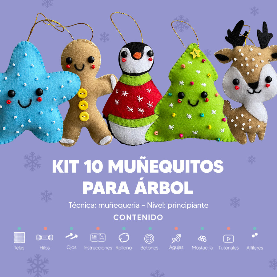 Kit 10 muñequitos para decorar tu árbol – Happy Minds Kits