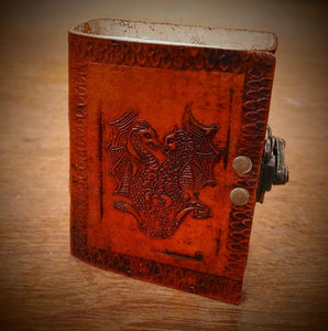 Dragon Embossed Handcrafted Writing Notepad - 200 Thick Unlined Recycled Refillable Paper - Gothic Style Retro Journal