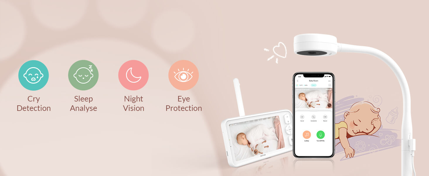 Baby Monitor with Camera and Audio, Netvue Peekababy 1080P HD Video  Monitors Security Cameras 