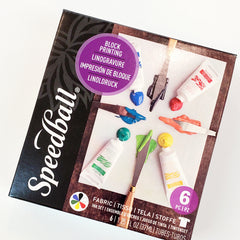 Speedball Block Printing Supplies - Fabric Ink Kit with 6 colours