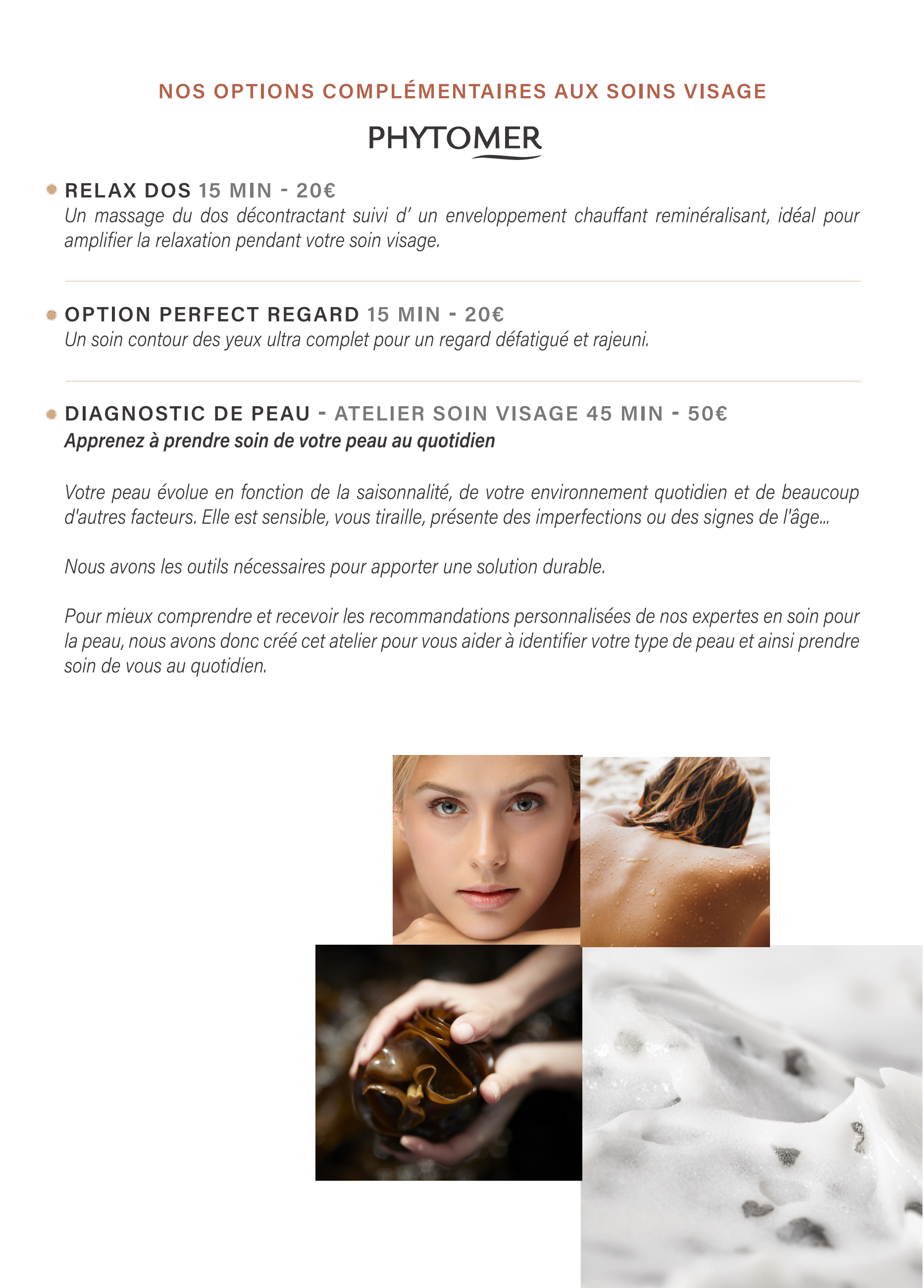 Soins visage Phytomer : des produits naturels et efficaces, institut de beauté de Sorigny