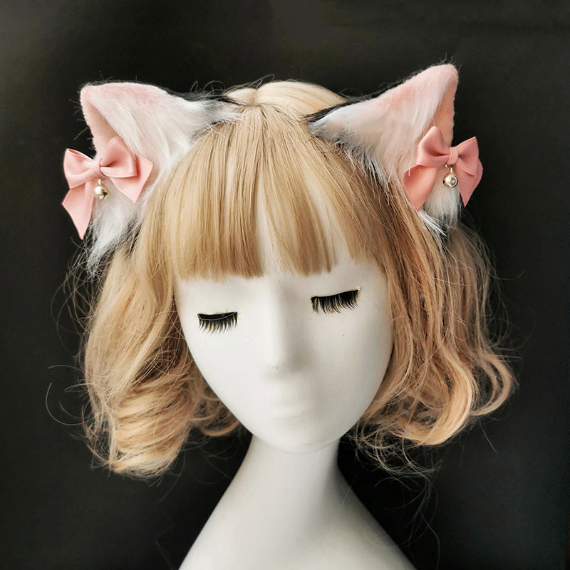 Lolita Black Pink Cat Ear Hairpin CM5844