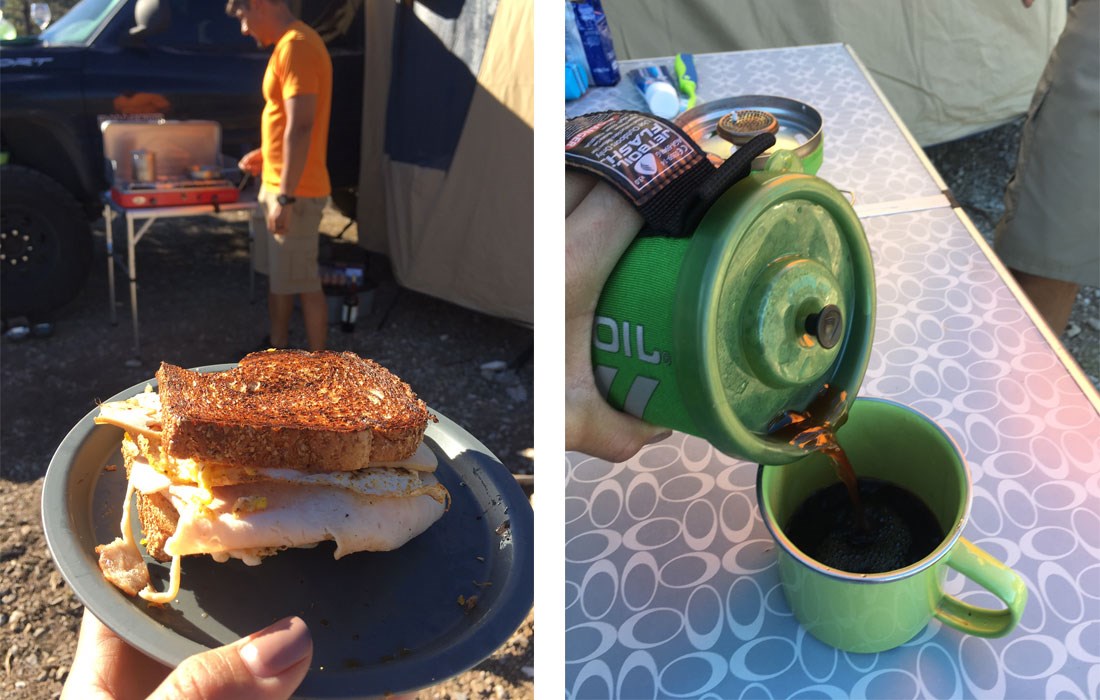 Bike camping breakfast