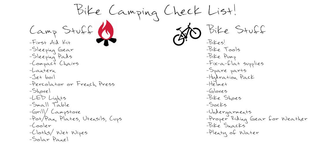 Bike camping supply checklist