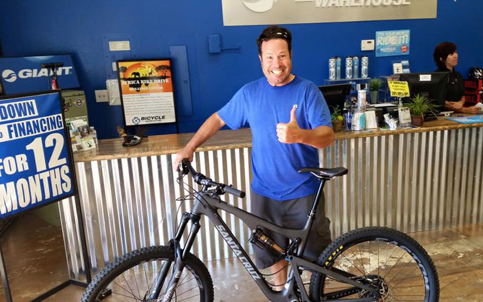Eric came in to pick up a Trance 3 for his wife and decide to leave with a Santa Cruz for himself