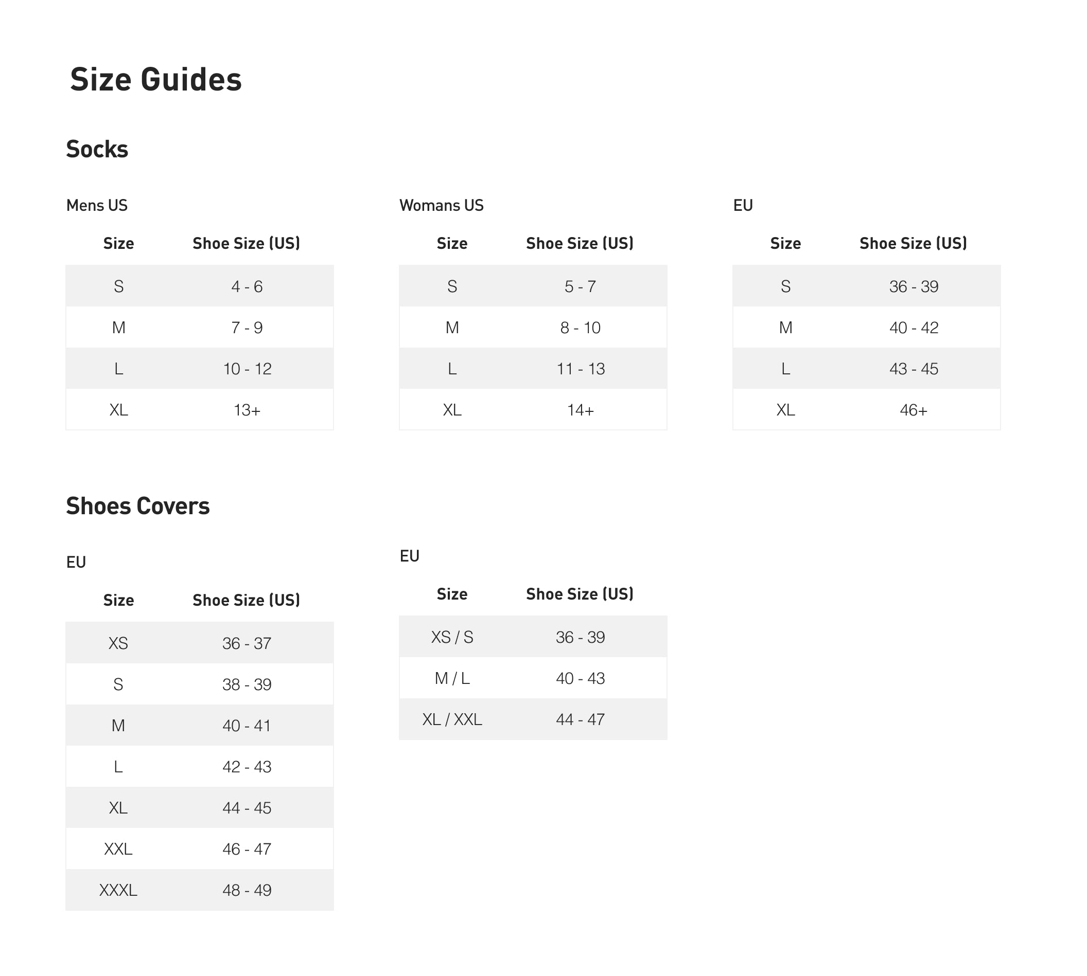 Specialized Cycling Sock Size Guide