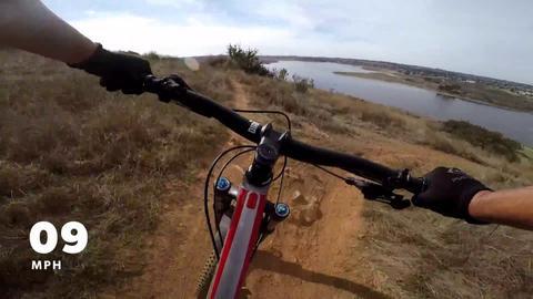 MOUNTAIN BIKER POV VIEW AT SWEETWATER TRAILS