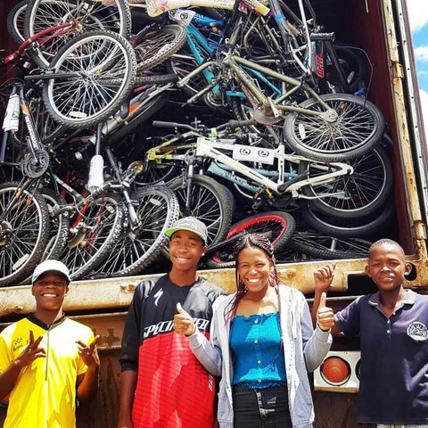 Africa Project charity bikes unloading