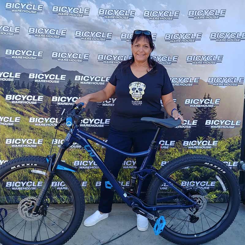 Victoria and her new women's full suspension mountain bike