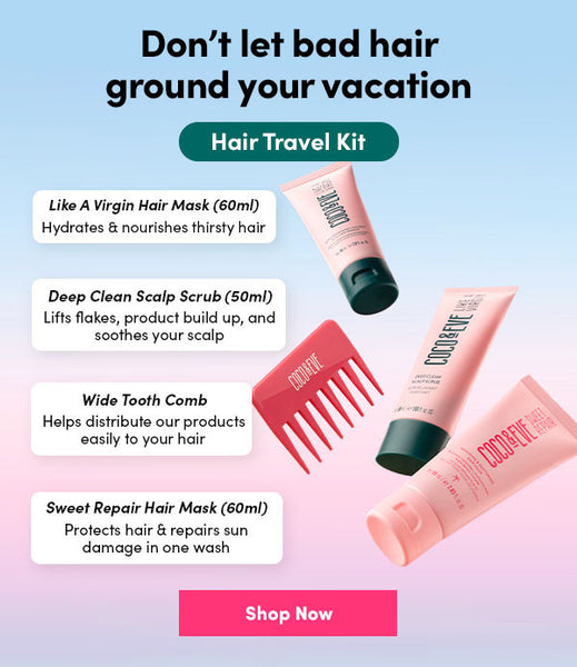 Components of Coco & Eve's Travel Hair Kit