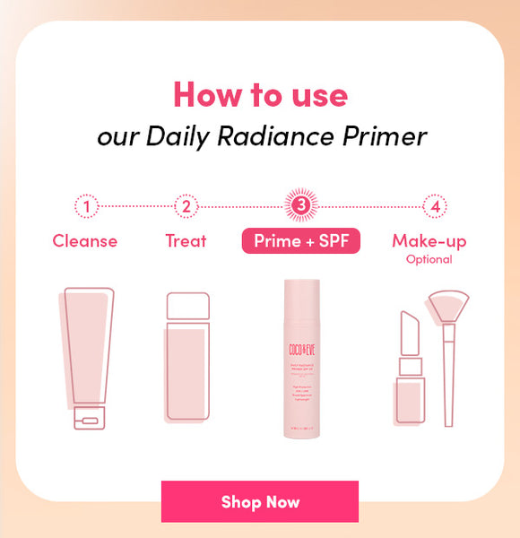 How to use Coco and Eve Daily Radiance Primer SPF 50 Sunscreen