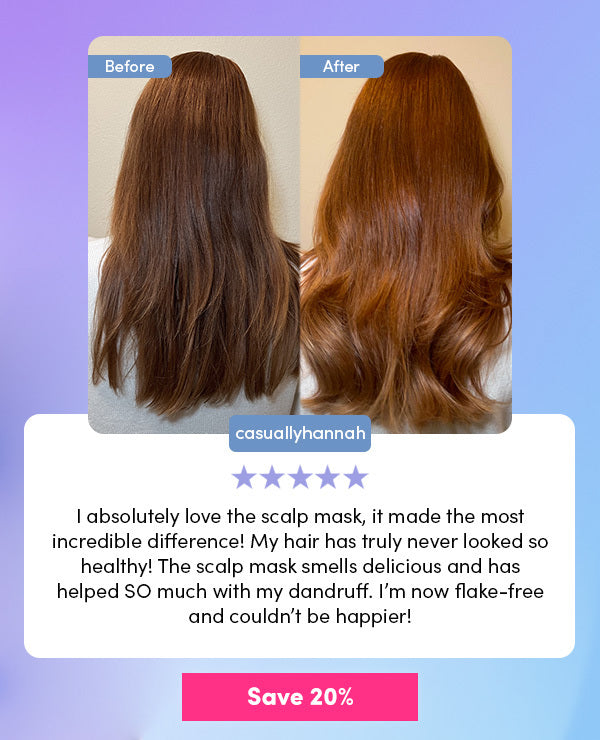 Image of women's hair before and after using Coco & Eve Pro Youth Haircare Range