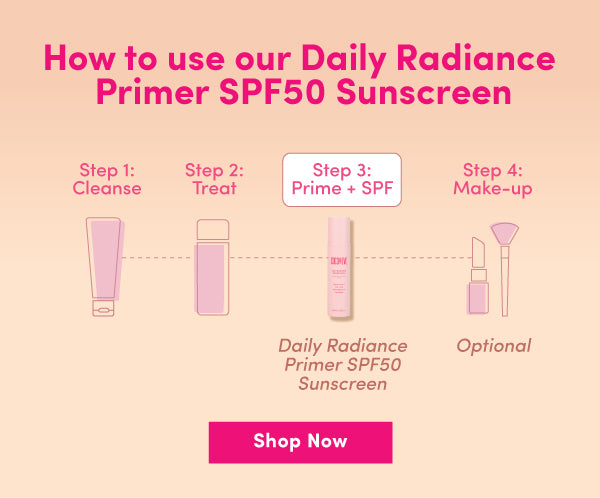 How to integrate our Daily Radiance Primer SPF50 Sunscreen into your routine