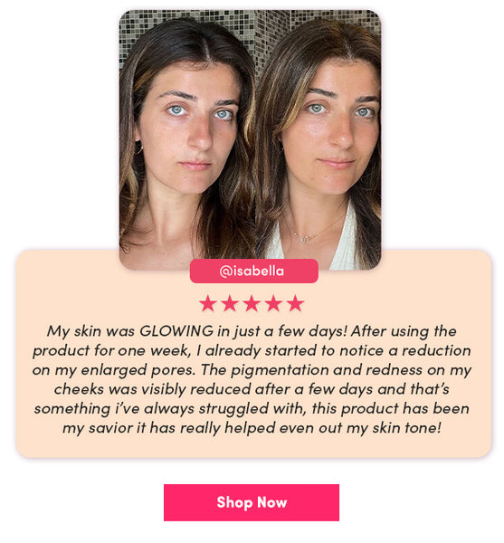 Customer testimonial for Coco and Eve Daily Radiance Primer SPF 50 Sunscreen from Isabella
