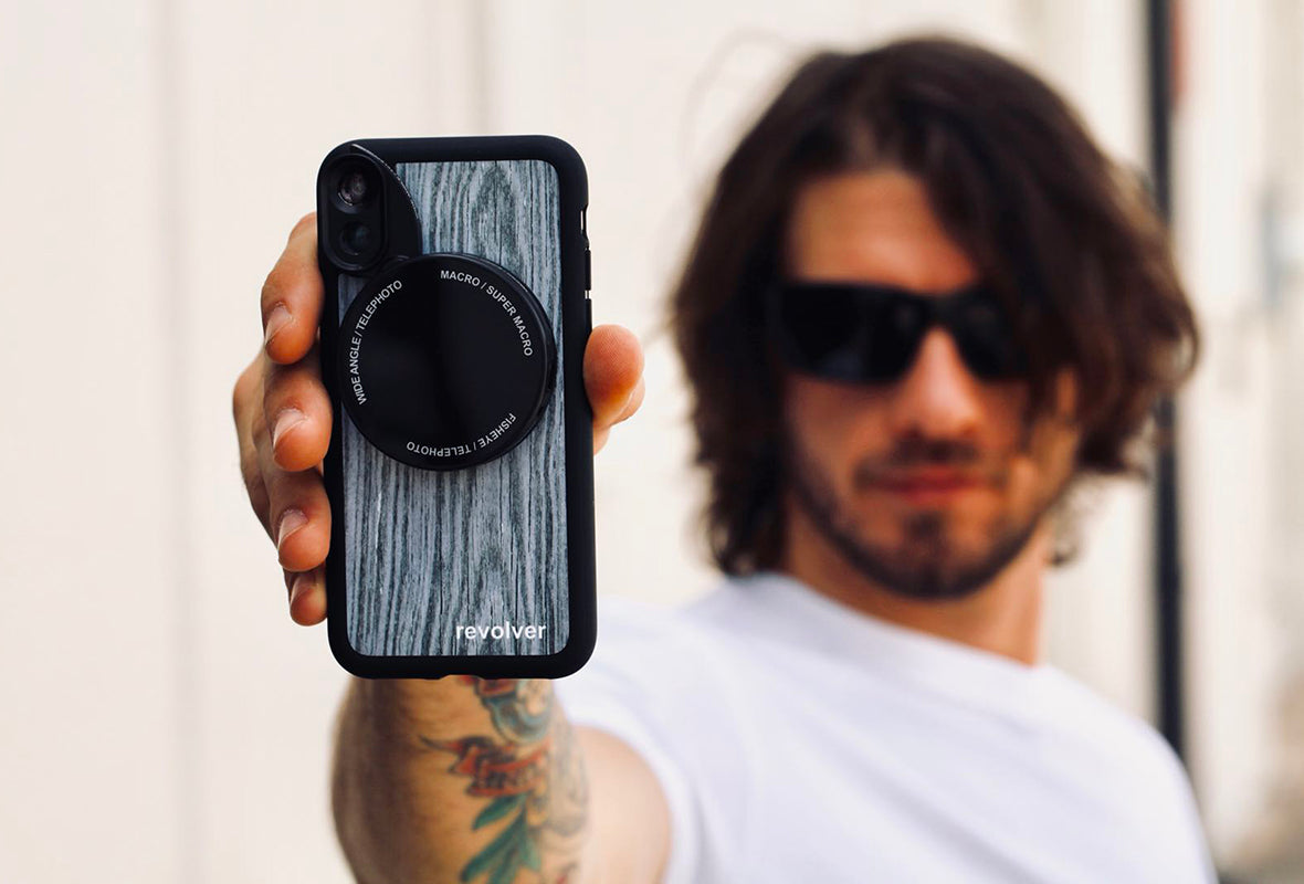 iPhone X Revolver M Series Lens Kit - Grey Wood Pattern