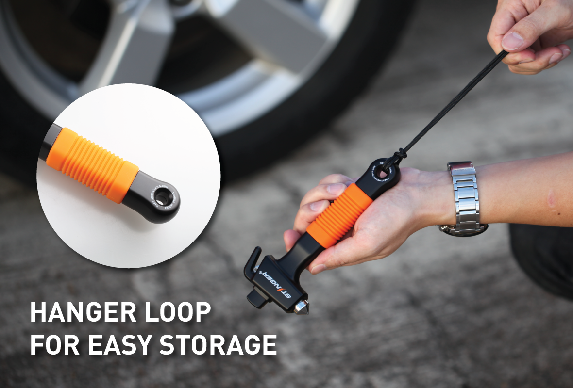 Stinger Car Emergency Escape and Rescue Tool: Super Duty Vehicle Traditional Glass Hammer, Spring Loaded Window Breaker Punch, Razor Sharp Seatbelt Cutter