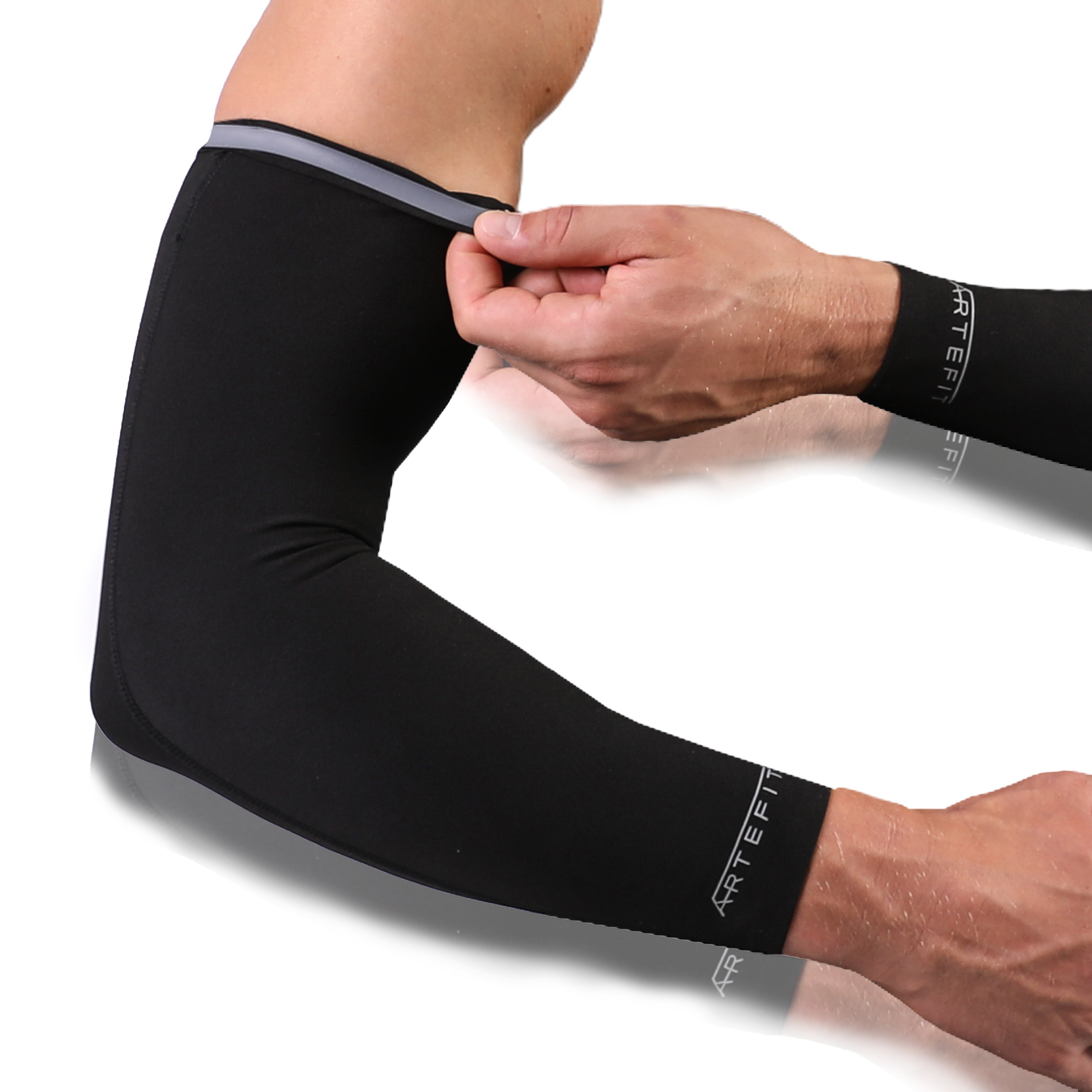 Artefit Compressie Full Arm Sleeves – Unisex – Langdurige compressie - M - Black