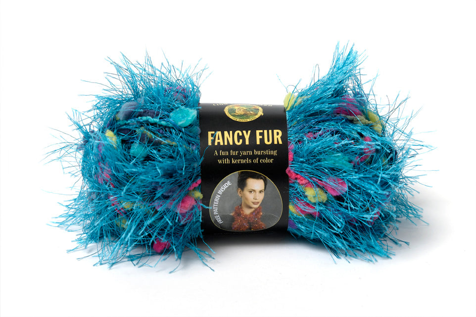 Lion Brand Fancy Fur, Brilliant Blue Multi-Colored
