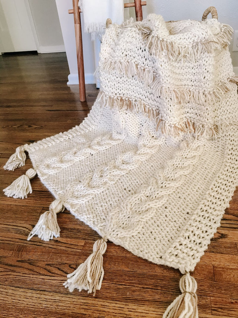 Knit Kit - Fringe Cable Throw – Lion Brand Yarn