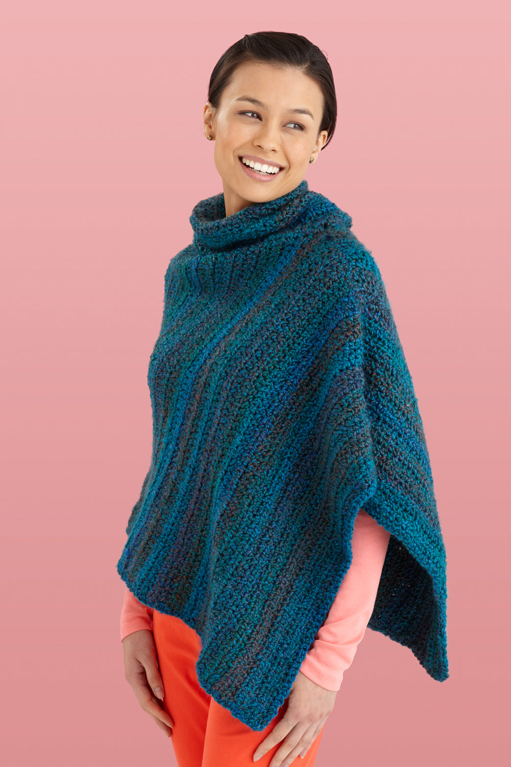 Cozy Cowl Neck Poncho (Crochet) – Lion Brand Yarn