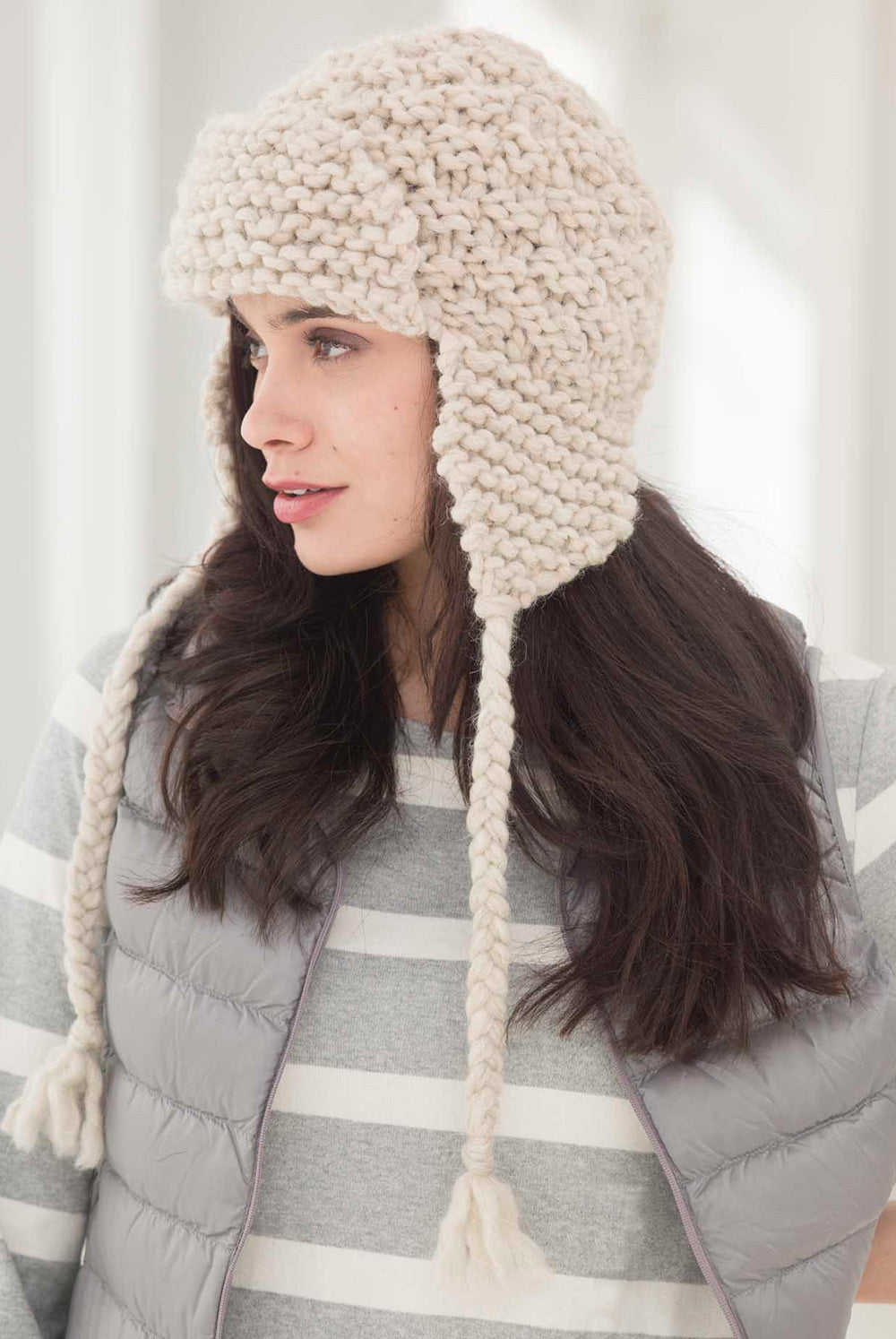 Amelia Earflap Hat Pattern (Knit) Lion Brand Yarn