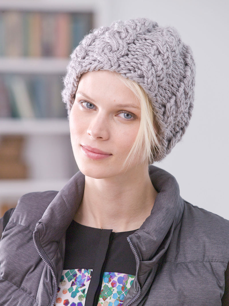 Cabled Hat Pattern (Knit) Lion Brand Yarn
