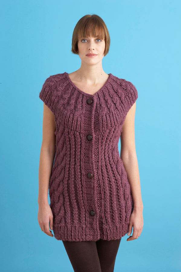 Circular Yoke Vest (Knit) Version 1 Lion Brand Yarn