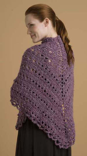 Easy Triangle Shawl Knit Version 2 Lion Brand Yarn 