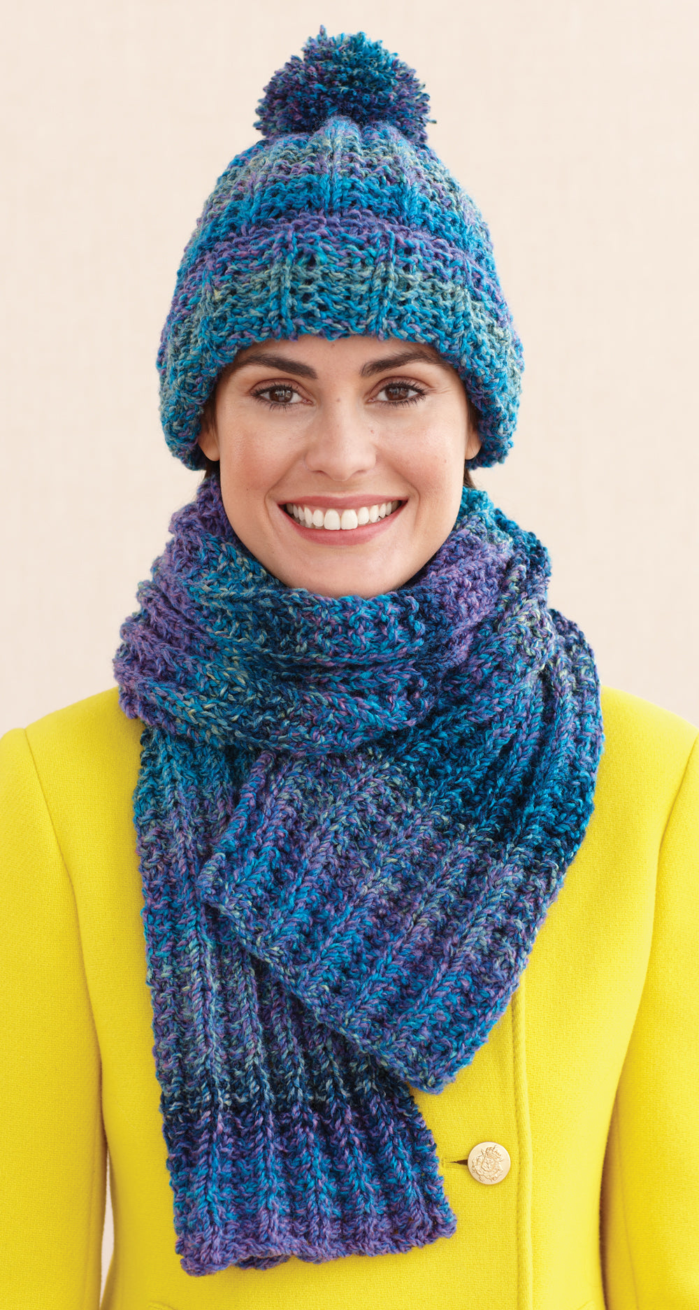 Rustic Ribbed Hat and Scarf Pattern (Knit) – Lion Brand Yarn