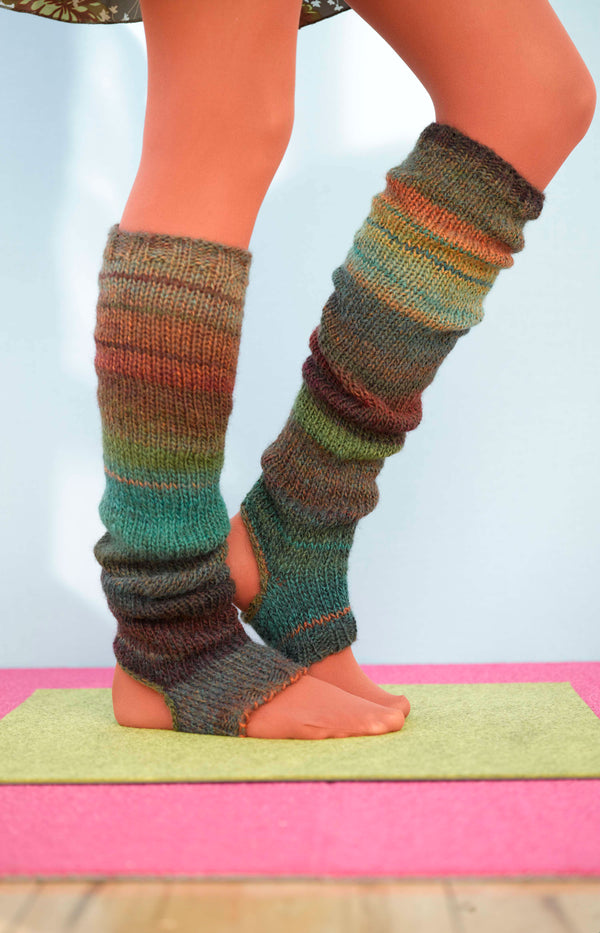 Wool leg warmers, Yoga socks, Striped leg warmers, Hand knit