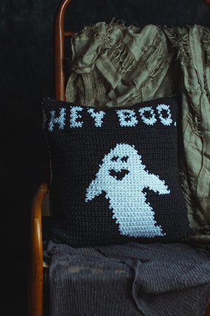 Image of Hey Boo Pillow (Crochet)