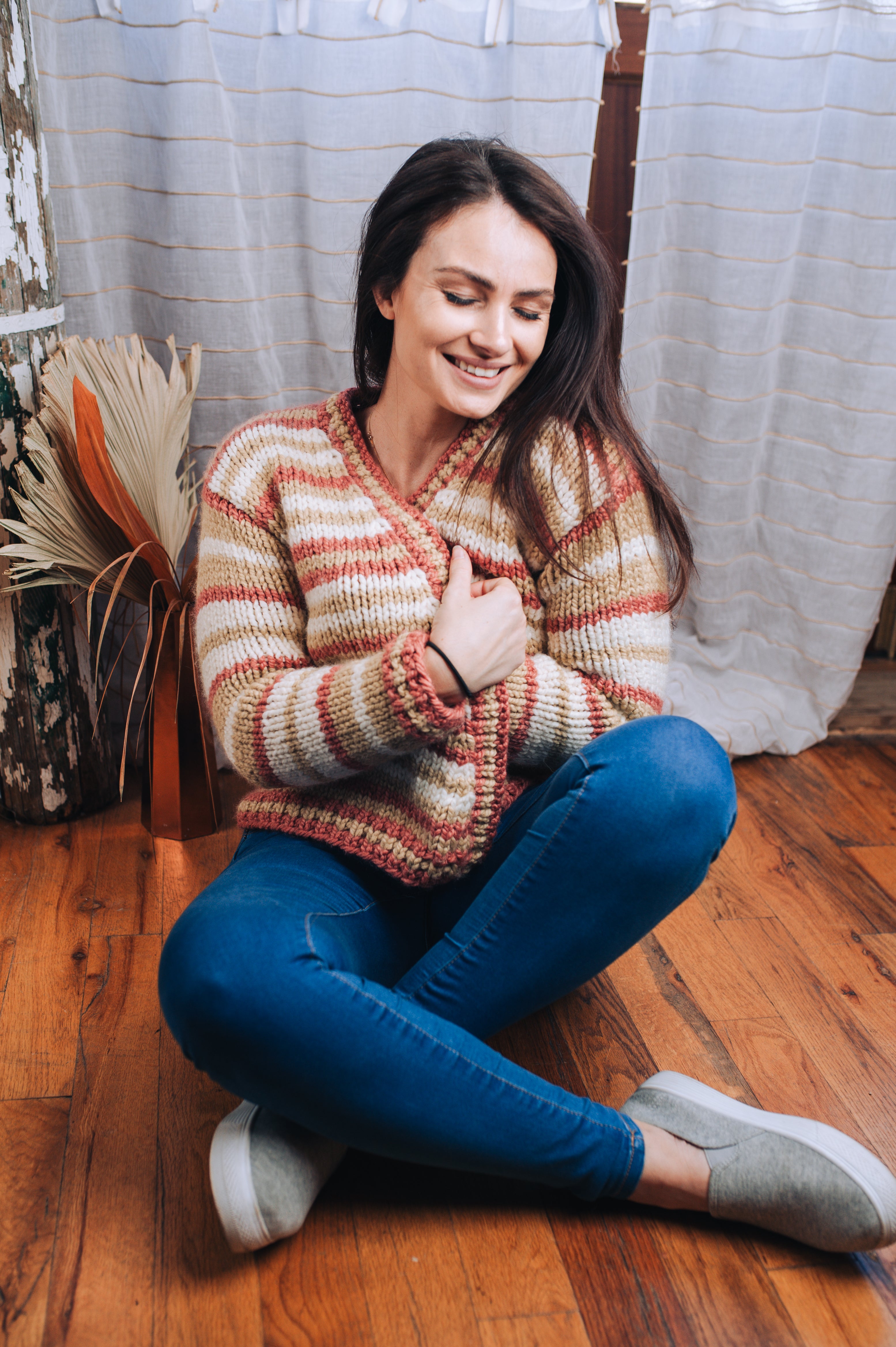 Image of Comfy Striped Cardigan (Knit)