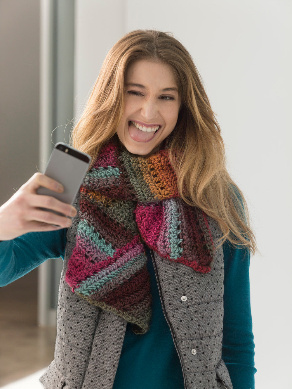 Classic Scarf - Wool Plaid in Daybreak with Cuddly Faux Fur in Chocolate