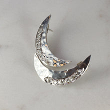 Load image into Gallery viewer, Pave Diamond Crescent Moon Earrings