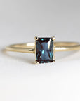 14k Gold Alexandrite Ring, Emerald Cut Alexandrite Ring, Minimalist Alexandrite Engagement Ring, 15th Anniversary Ring, June Birthstone Ring