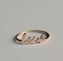 Load image into Gallery viewer, 14k Gold Love Ring, Script Love Ring