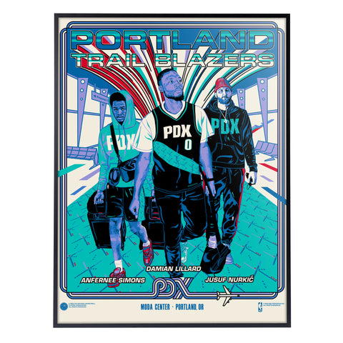 Tyrese Maxey & Joel Embiid Philadelphia 76ers Phenom Gallery 18'' x 24''  Framed 2022 City Edition Serigraph
