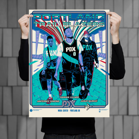 Phenom Gallery Tyrese Maxey & Joel Embiid Philadelphia 76ers 18'' x 24''  2022 City Edition Serigraph