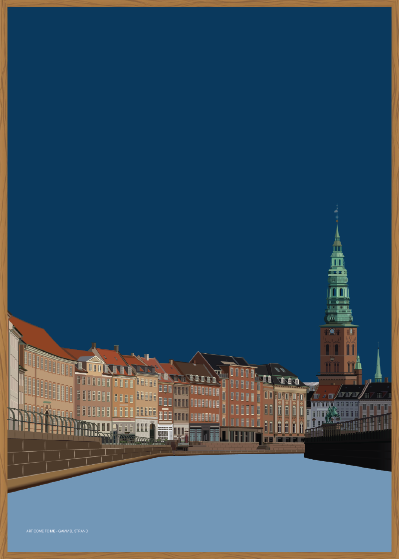 Plakat Gammel Strand København mørkeblå - Art Come to .dk