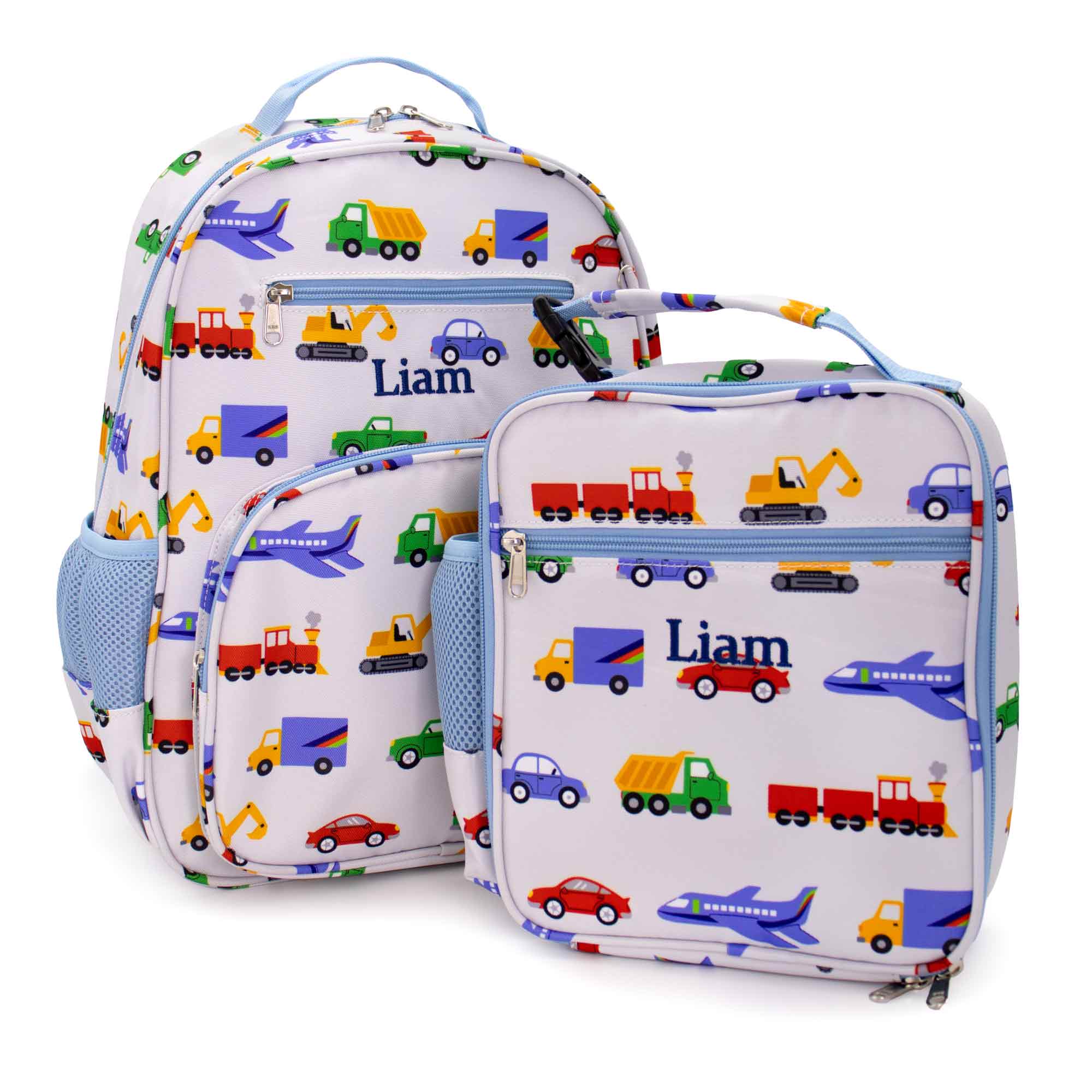 Personalized Transportation Adventure Collection Backpack and Lunch Box Combo