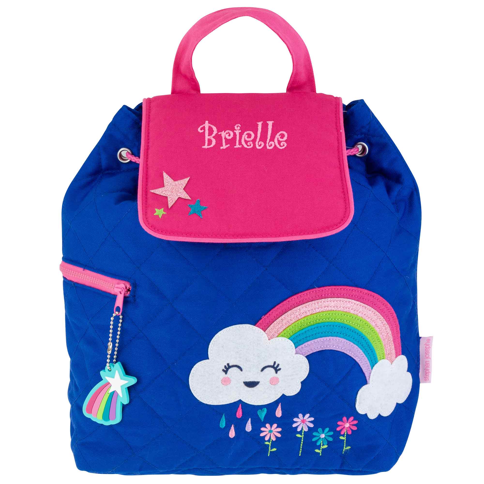 Personalized Smiling Rainbow Quilted Backpack