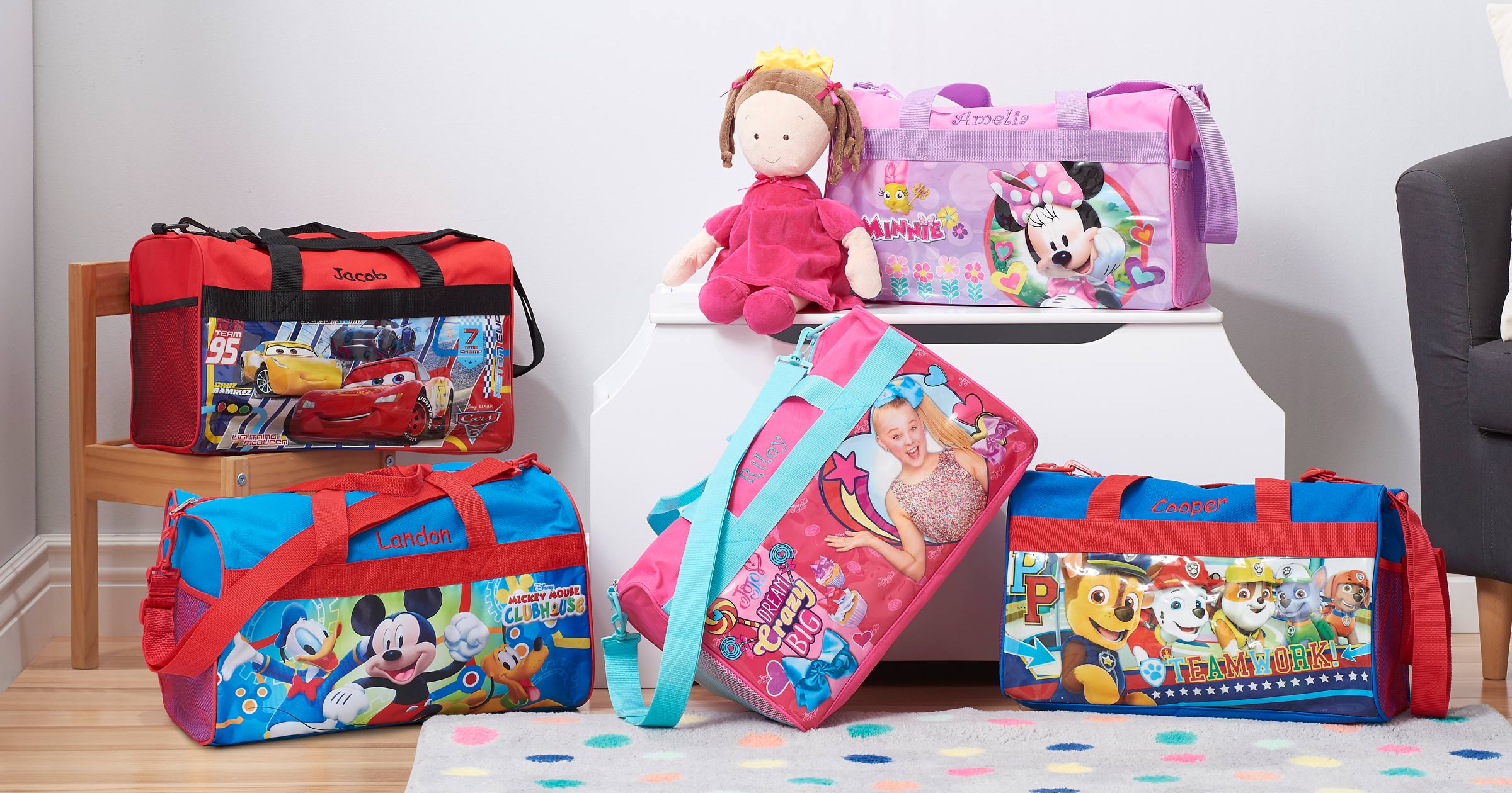 Personalized Cars Kids Travel Duffel Bag - 18&quot; | Dibsies Personalization Station