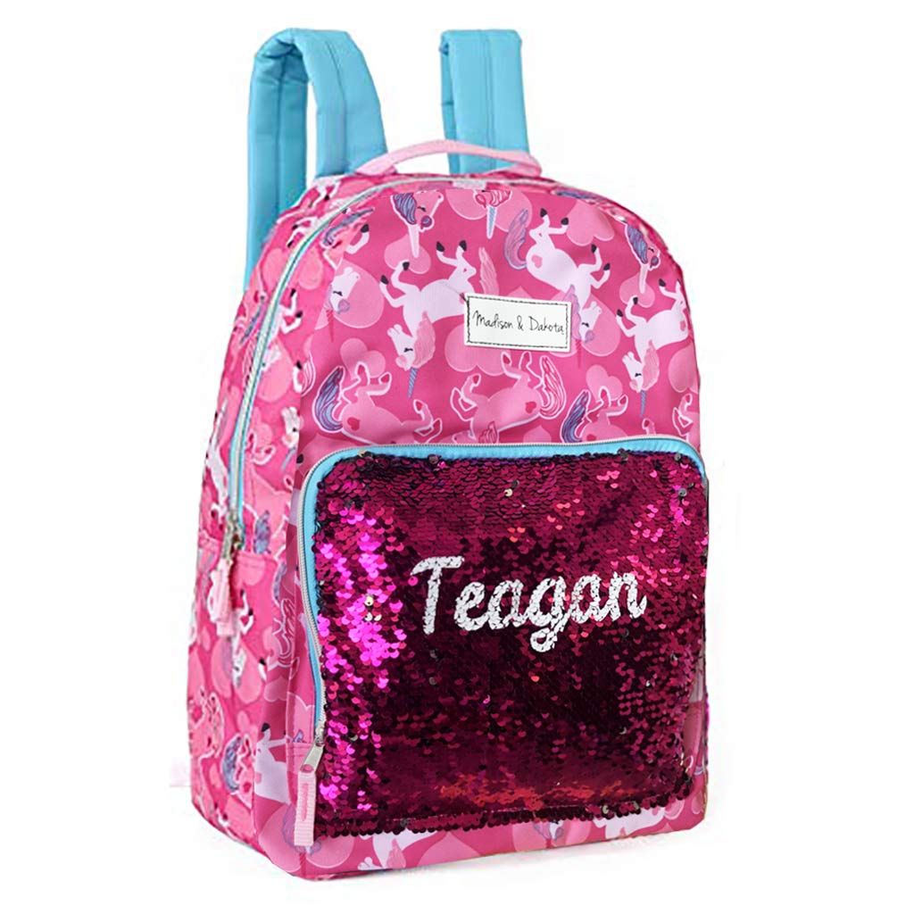 sequin backpack and lunchbox