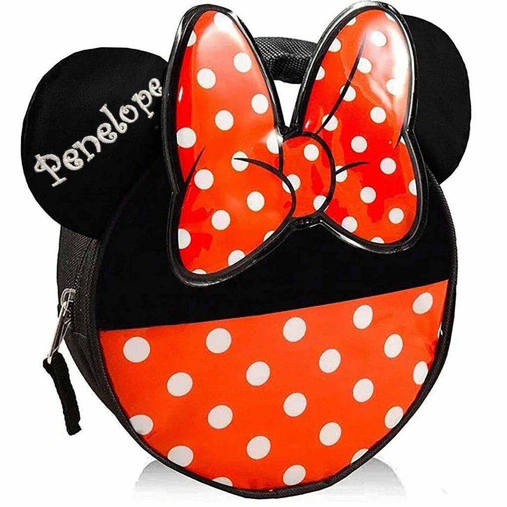 Personalized Minnie Mouse 16 Backpack with Lunch Bag, Caribiner